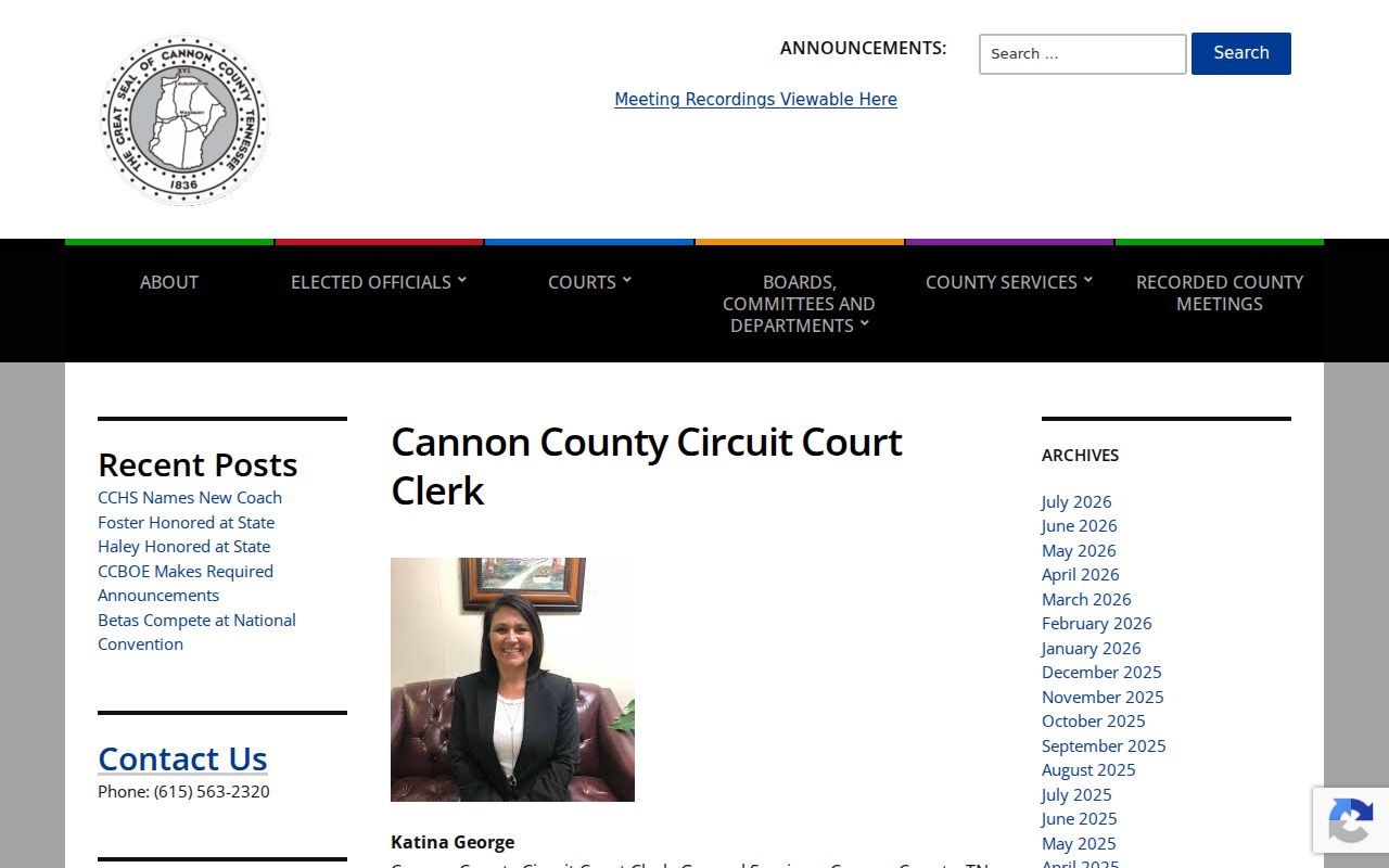 Cannon County Circuit Court Clerk records and contact page