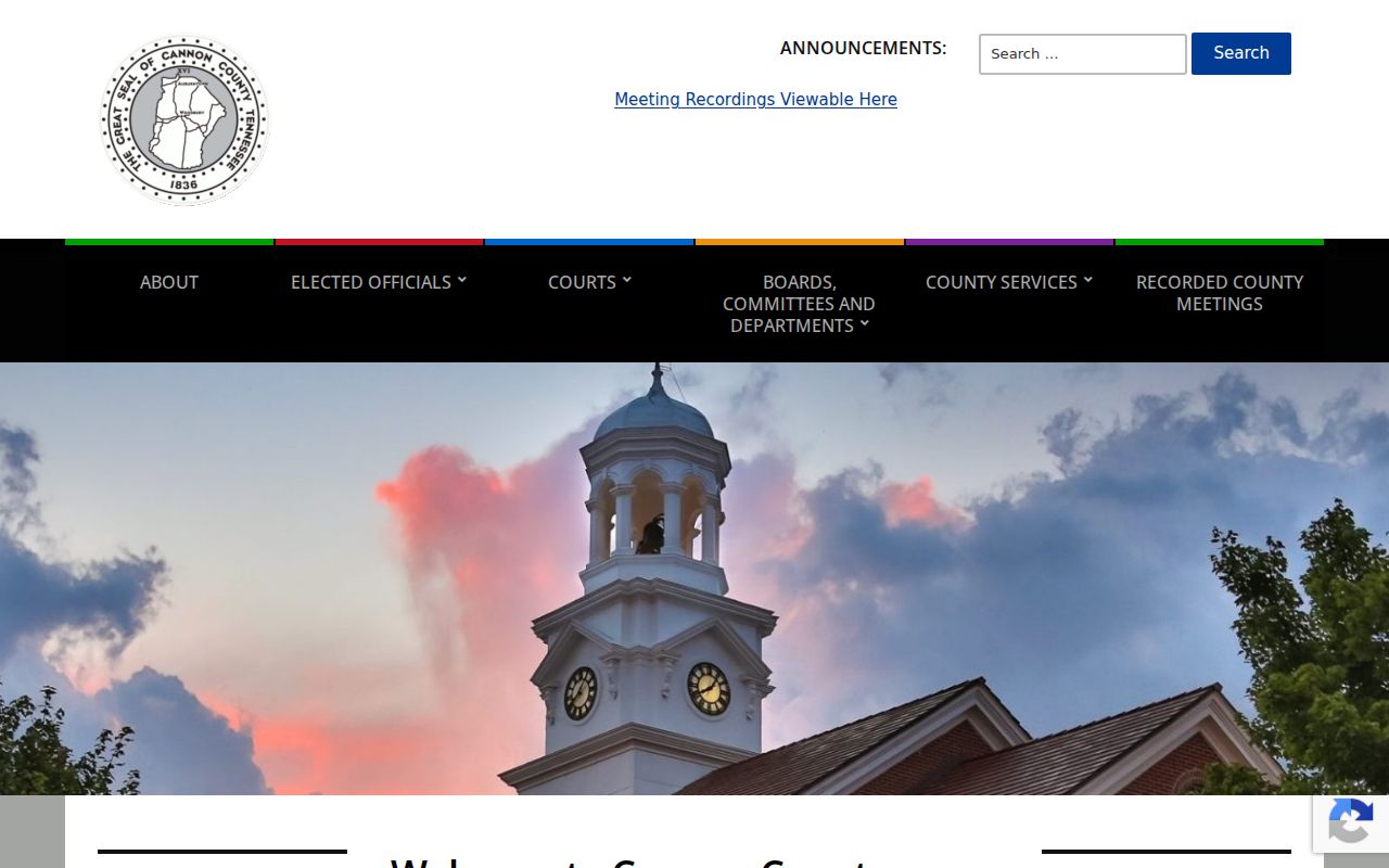 Official Cannon County criminal records department landing page