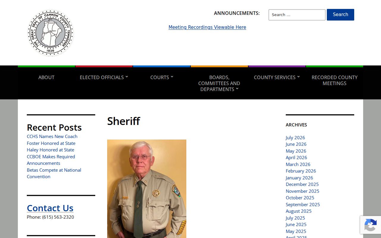 Cannon County arrest and booking records sheriff and jail page