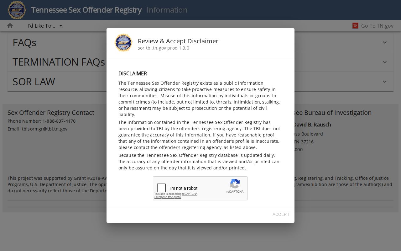 Cannon County sex offender registry information and public notices
