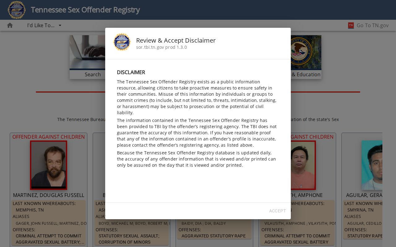 Cannon County sex offender check on the Tennessee registry